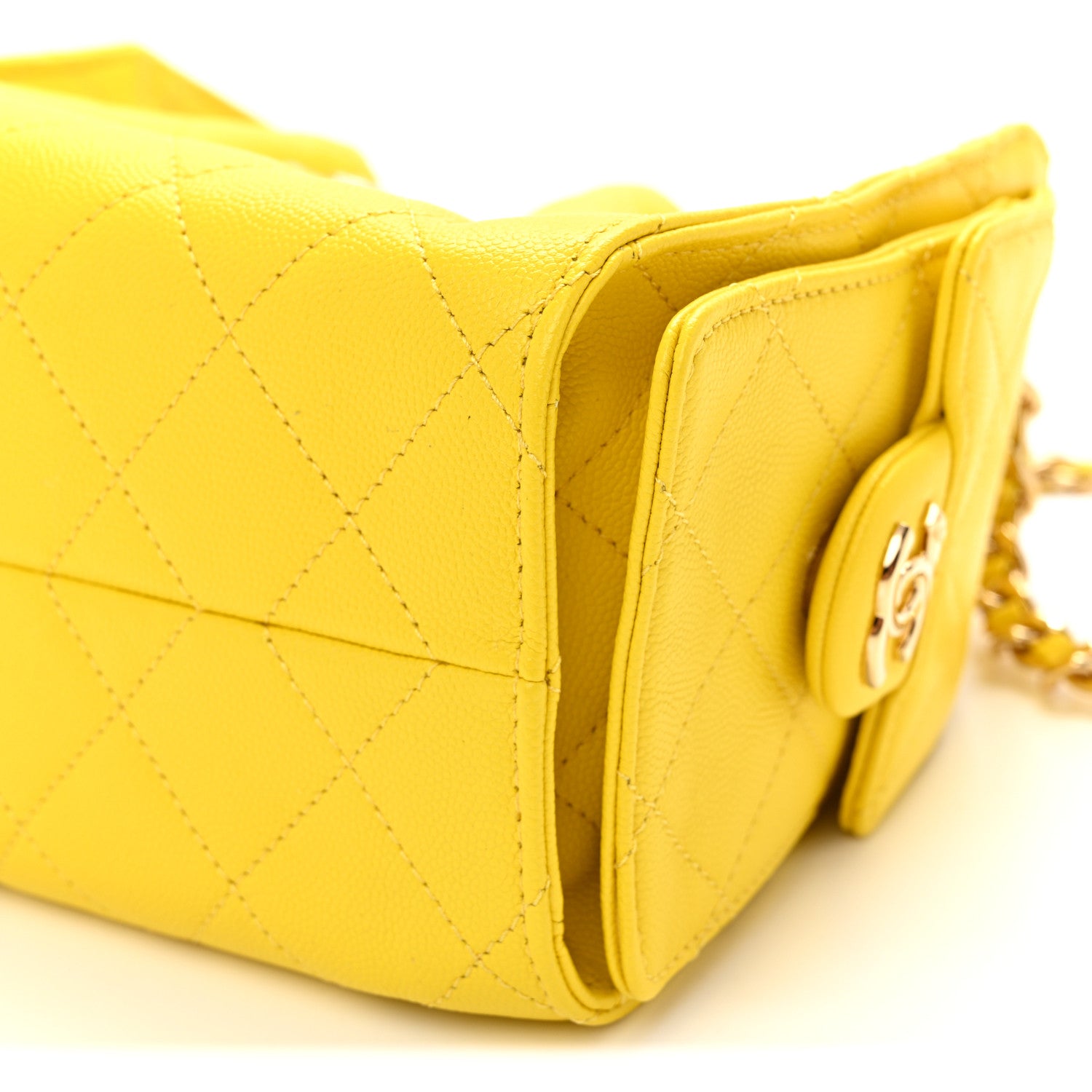 Chanel Caviar Quilted Mini Chanel 25 Handbag  Yellow 10 of 10