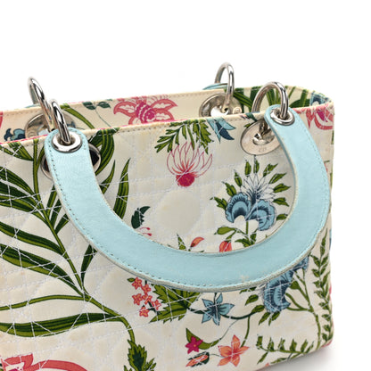 Christian Dior Canvas Cannage Floral Print Medium Lady Dior White Multicolor 14 of 19