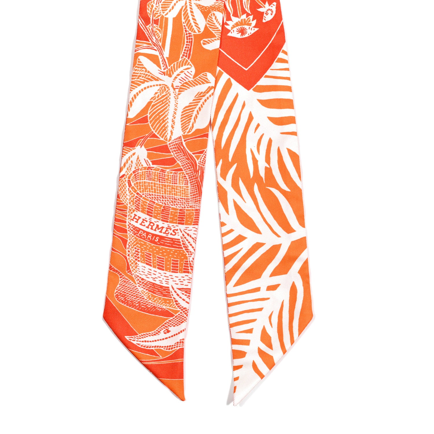 Hermes Silk La Danse Des Amazones Twilly Orange Corail White 2 of 5