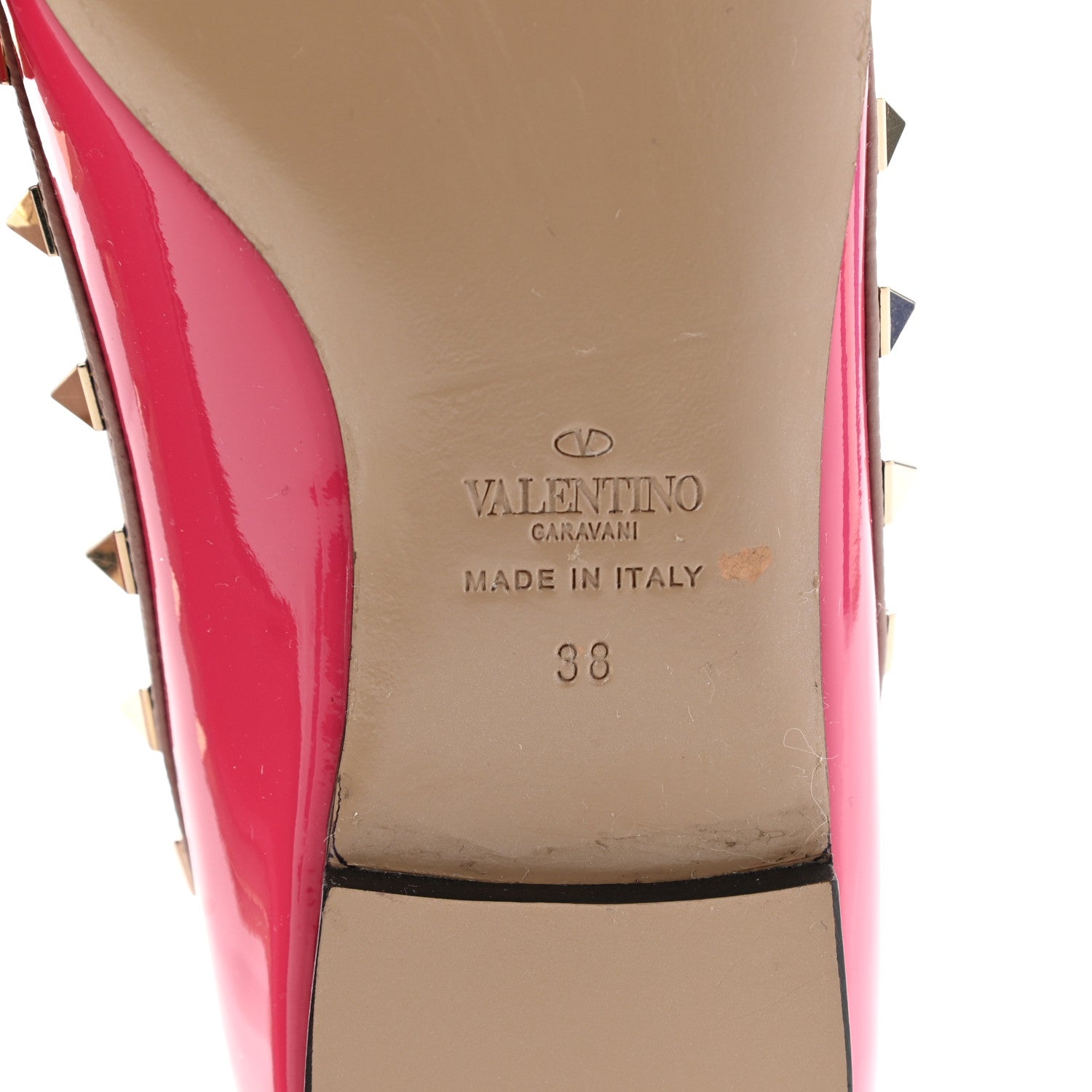 Valentino Garavani Patent Nappa Rockstud Ballerina Flats 38 Deep Fuxia Poudre 8 of 9