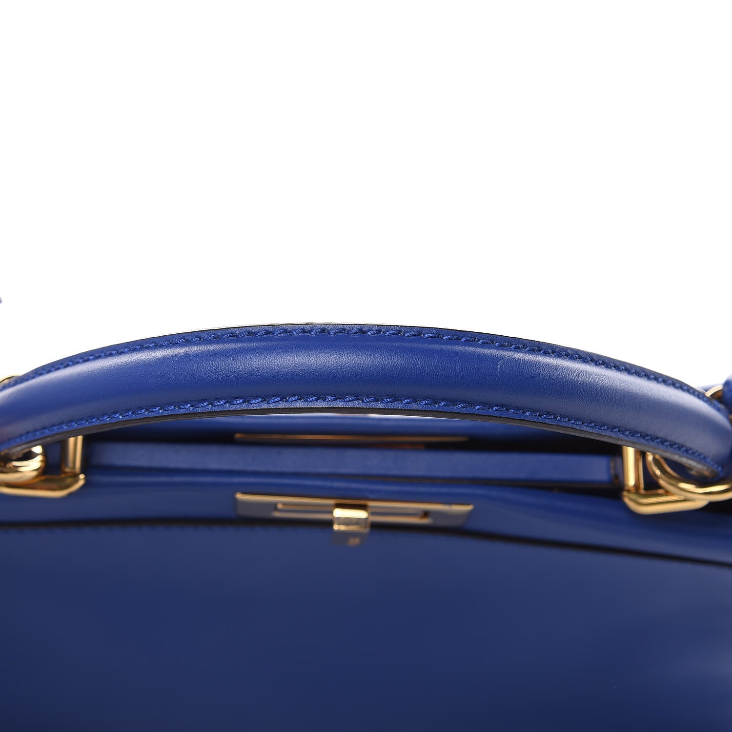 Fendi Vitello Morgan Fabric Jacquard Pequin Medium Peekaboo Iconic Satchel Blue Neon Tobacco 14 of 15
