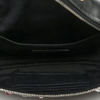 Saint Laurent Calfskin Crystal Embellished Monogram Belt Bag Black 5 of 9