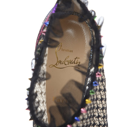 Christian Louboutin Rete Stripy Glitter Spike Juliettra 100 Ankle Peep Toe Boots 37.5 Black Multicolor 7 of 8