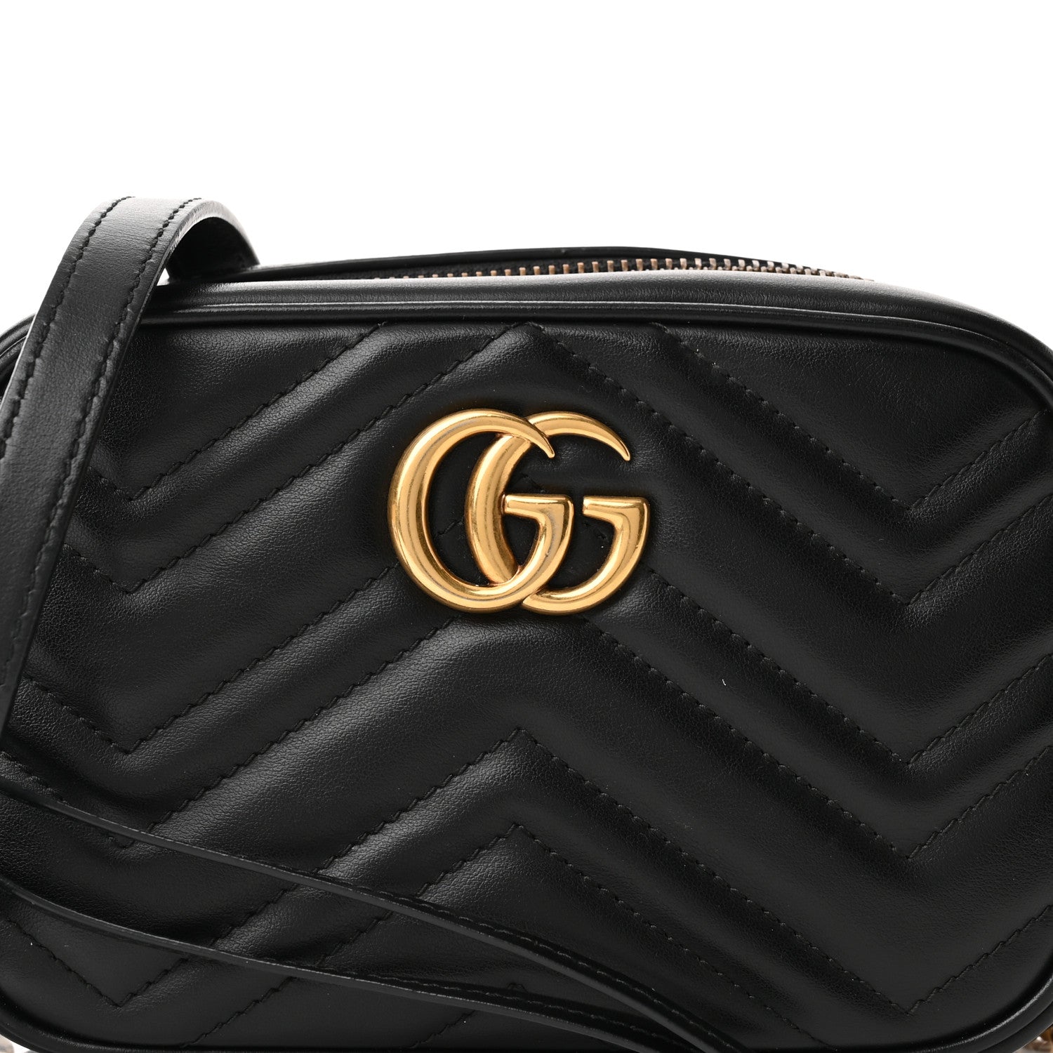 Gucci Calfskin Matelasse Mini GG Marmont Chain Shoulder Bag Black 8 of 10