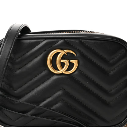 Gucci Calfskin Matelasse Mini GG Marmont Chain Shoulder Bag Black 8 of 10