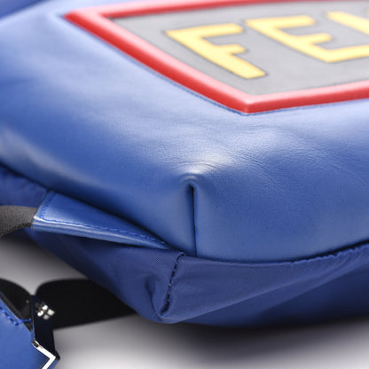 Fendi Nylon Vitello Century Vocabulary Drawstring Backpack Blue Cobalto Blue Neon Sunflower 8 of 9