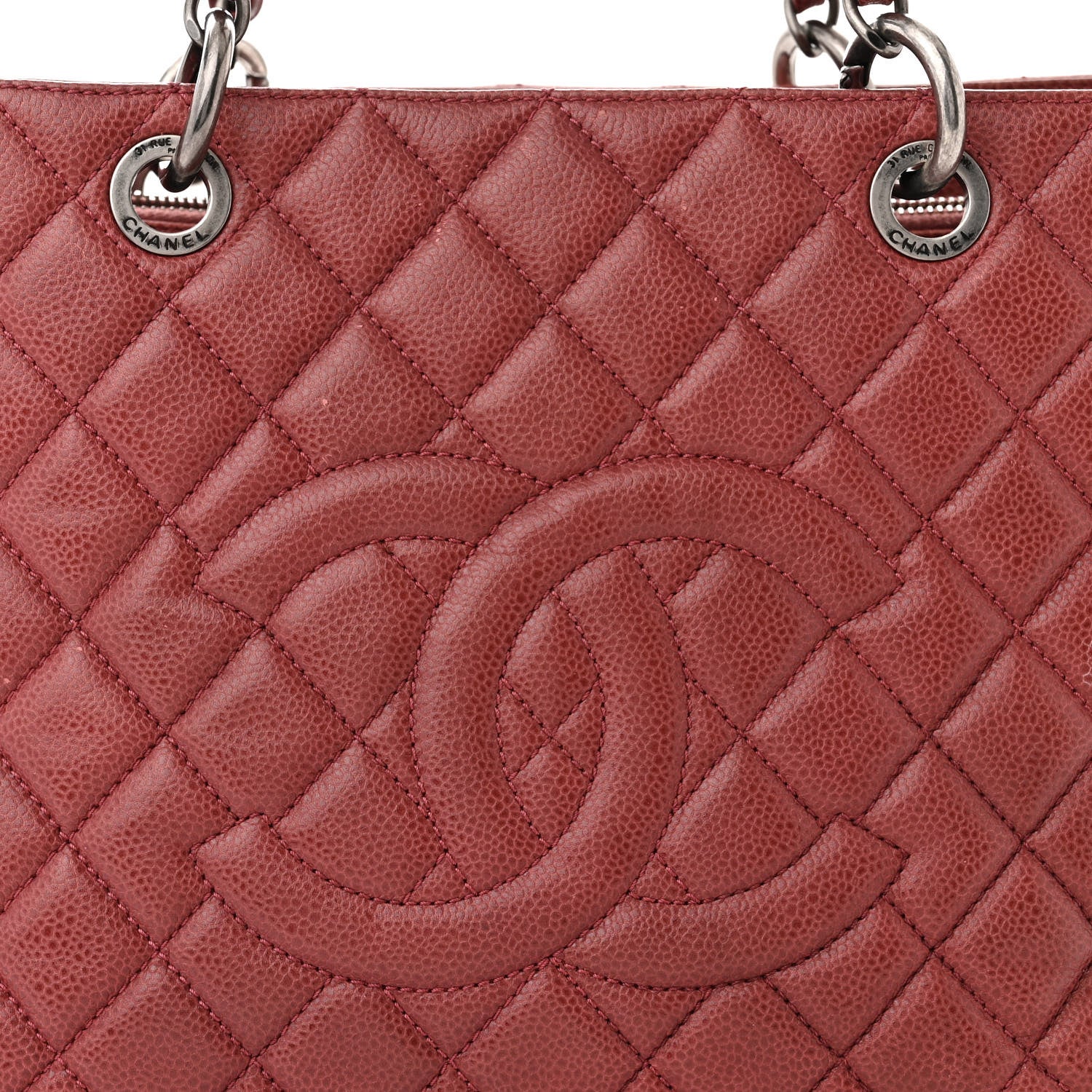 Chanel Caviar Quilted Grand Shopping Tote GST Red 8 of 14