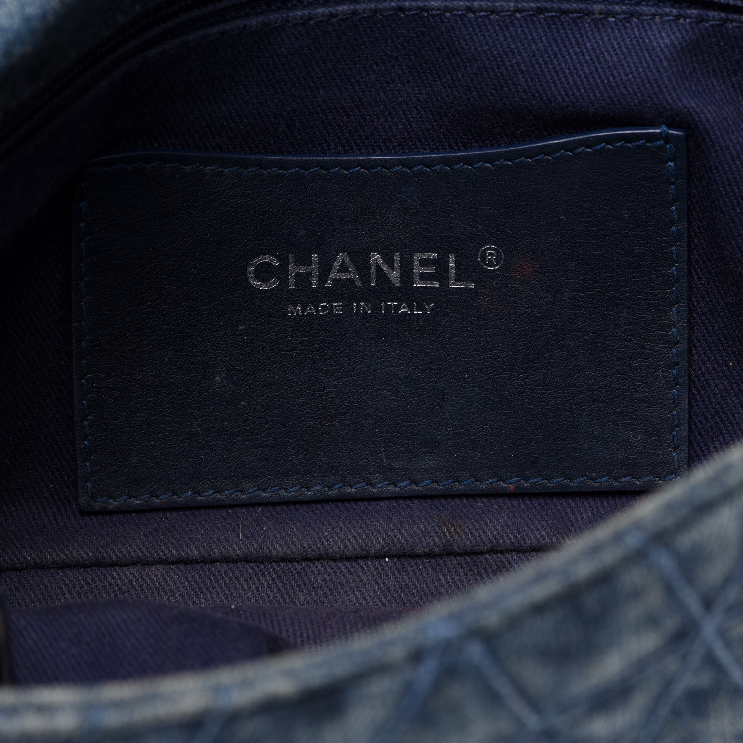 Chanel Denim Quilted Camellia Embroidered Medium Flap Blue 6 of 14