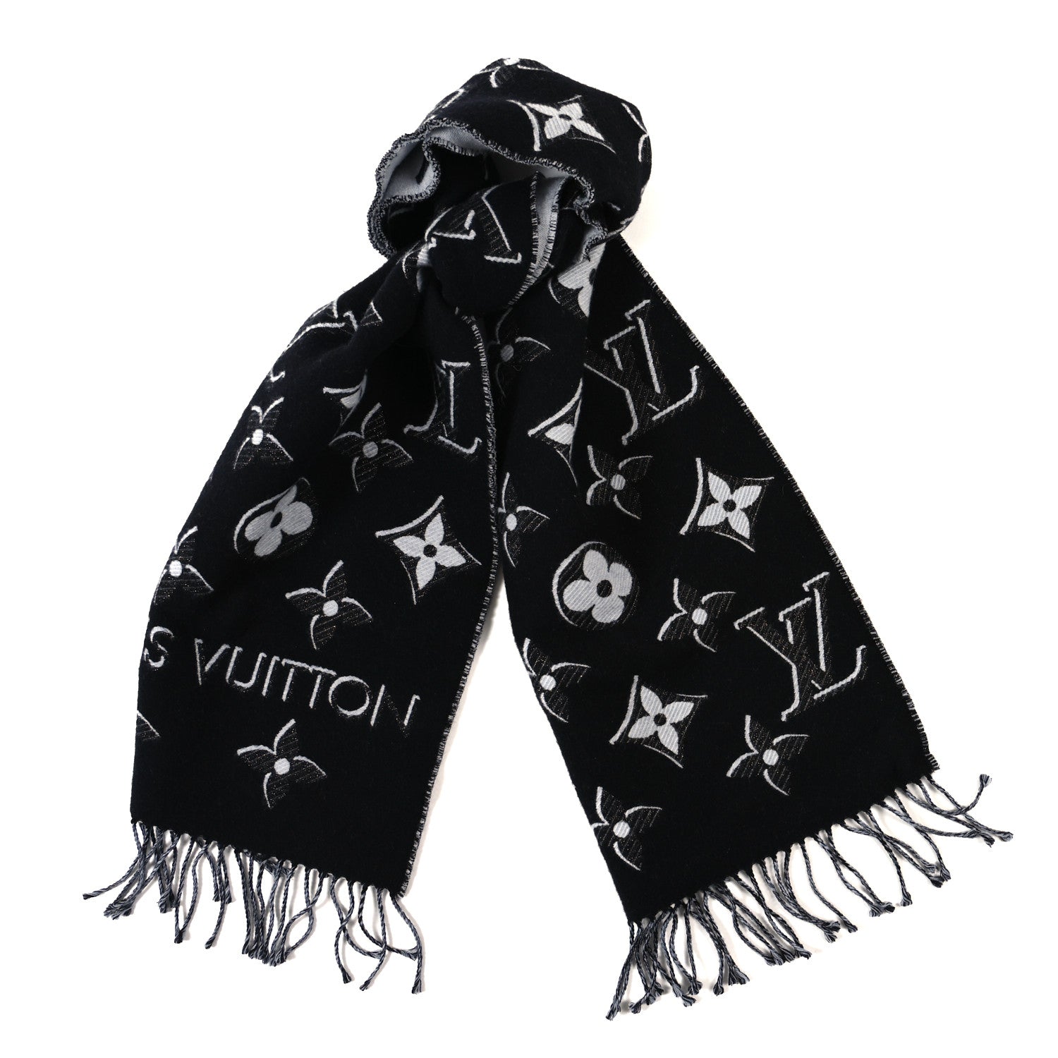 Louis Vuitton Wool Monogram LV Essential Shine Scarf Black 1 of 4