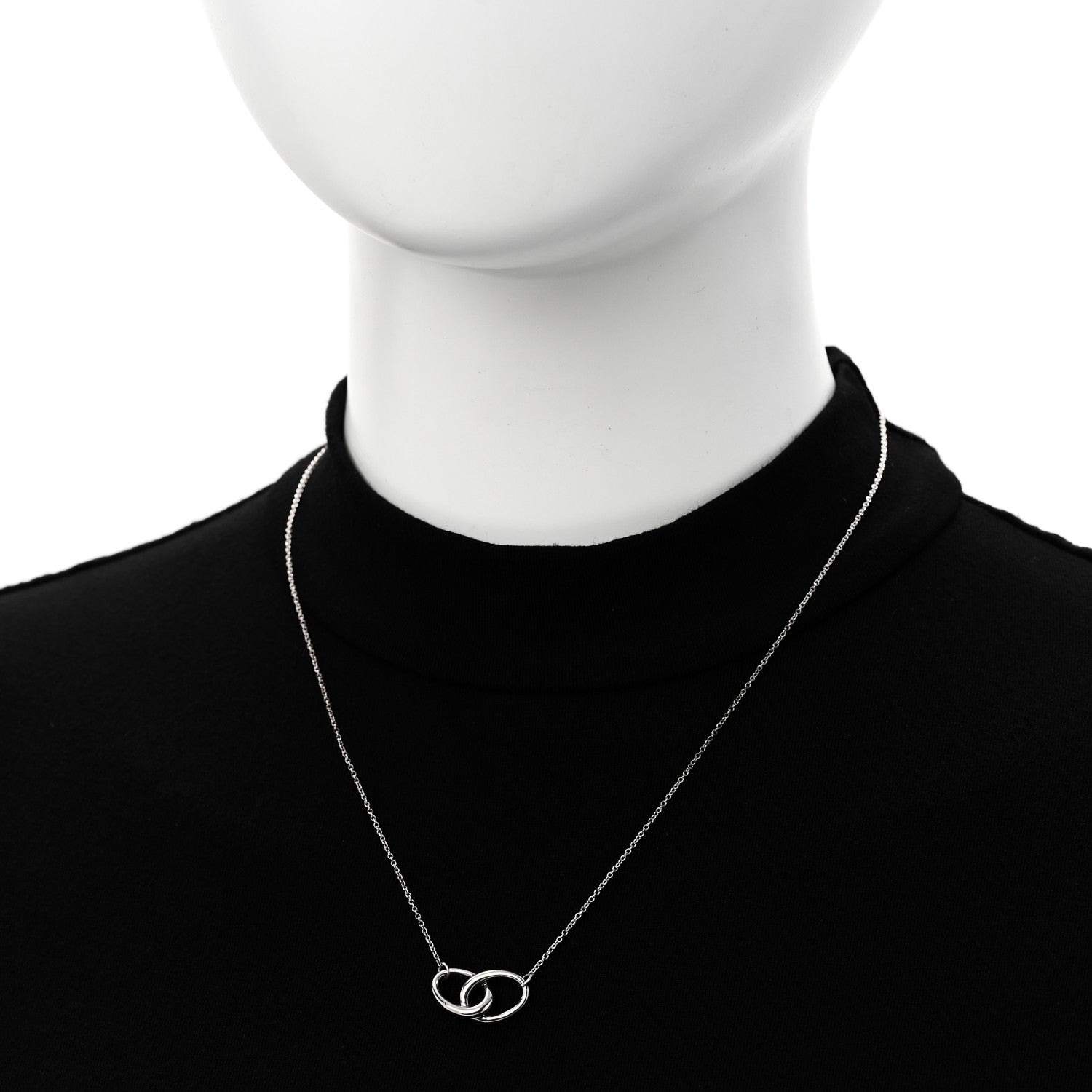Tiffany Sterling Silver Elsa Peretti Interlocking Ovals Pendant Necklace 2 of 5