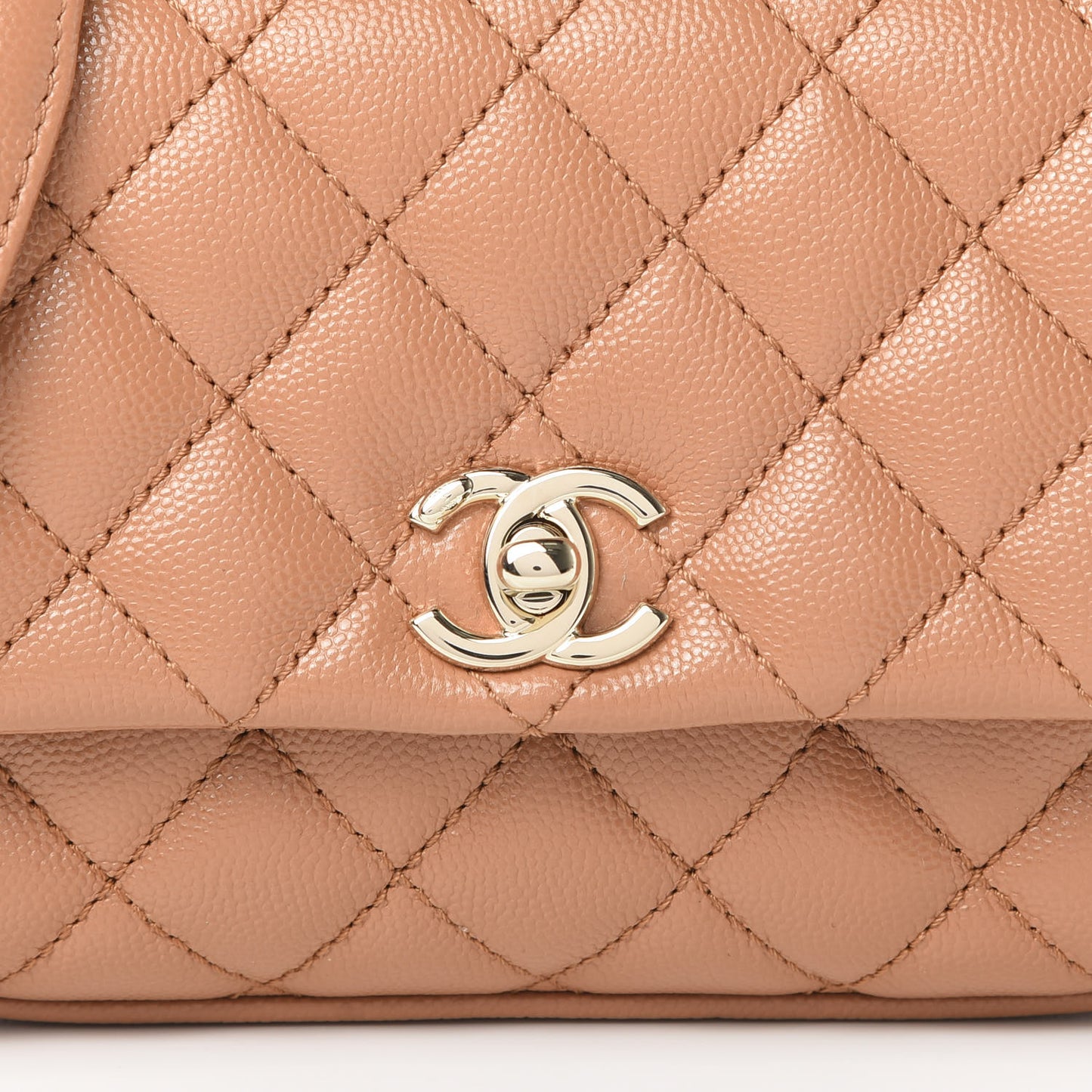 Caviar Lizard Embossed Quilted Extra Mini Coco Handle Flap Brown