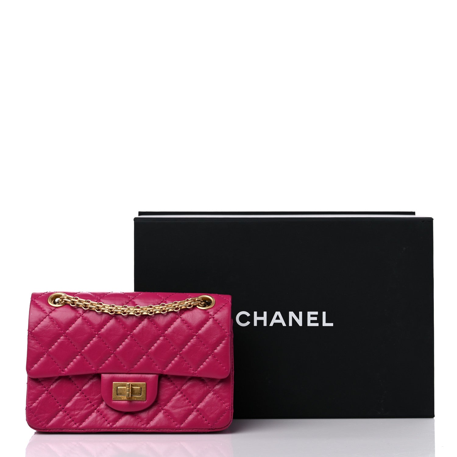 Chanel Aged Calfskin Quilted 2.55 Reissue Mini Flap Fuchsia 11 of 11