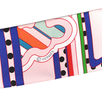 Hermes Silk Faubourg Rainbow Twilly Rose Pale Rouge Vert 4 of 4