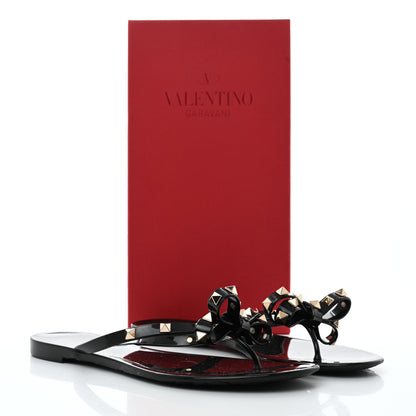 Valentino Garavani PVC Jelly Rockstud Bow Thong Sandals 41 Black 8 of 8
