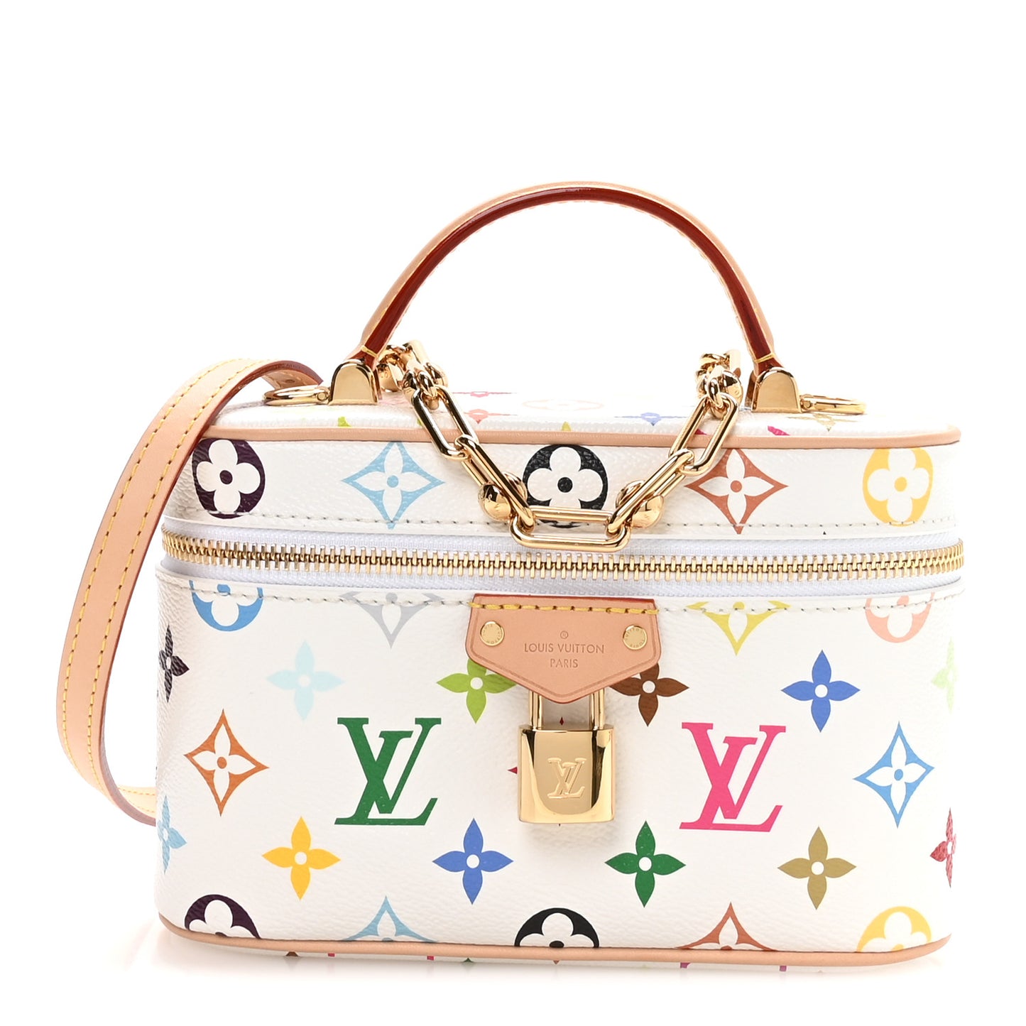 LV x TM Monogram Multicolor Vanity Chain Pouch White