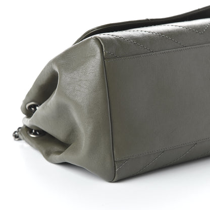 Saint Laurent Vintage Calfskin Chevron Monogram Medium Nolita Olive Green 6 of 9