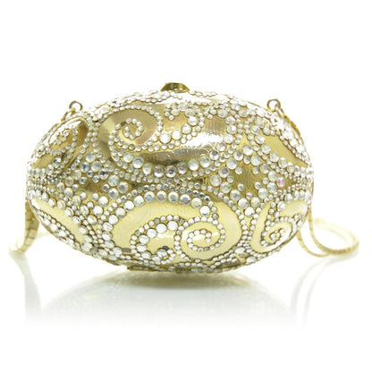 Judith Leiber Crystal Egg Minaudiere Clutch Gold 1 of 9