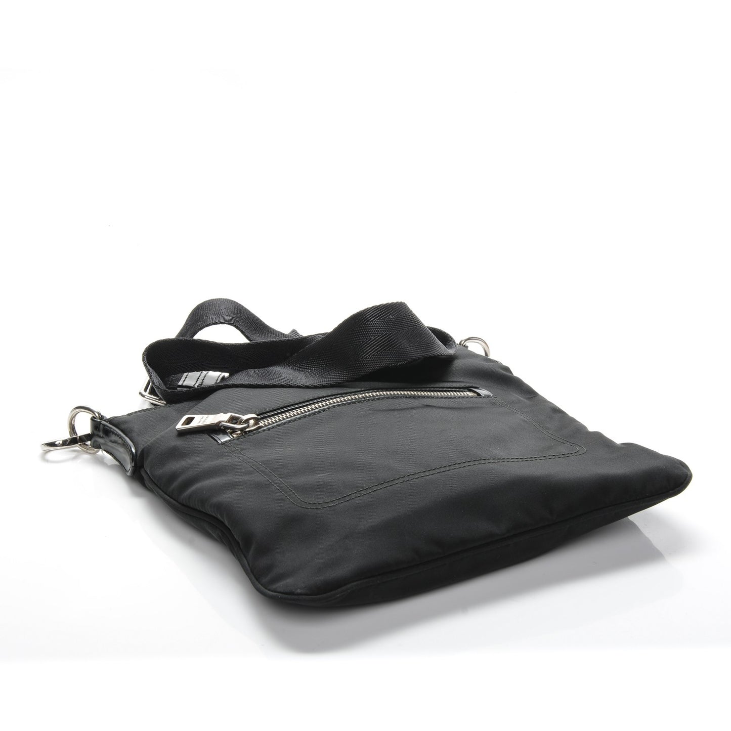 Nylon Small Flat Messenger Bag Black