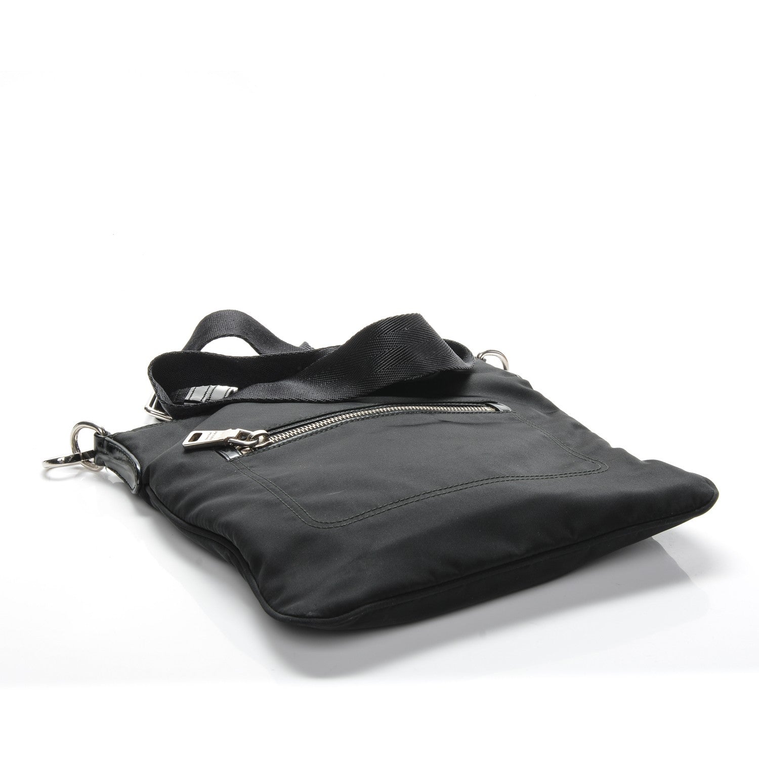 Prada Nylon Small Flat Messenger Bag Black 4 of 6