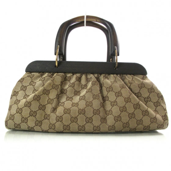 Monogram Wooden Frame Satchel Ebony