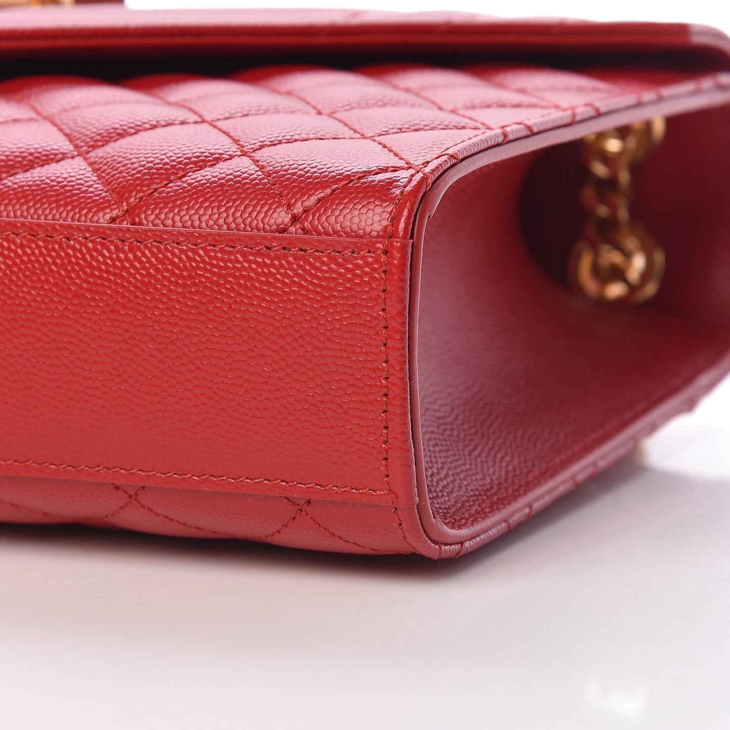 Grain De Poudre Textured Mixed Matelasse Triquilt Medium Monogram Satchel New Red