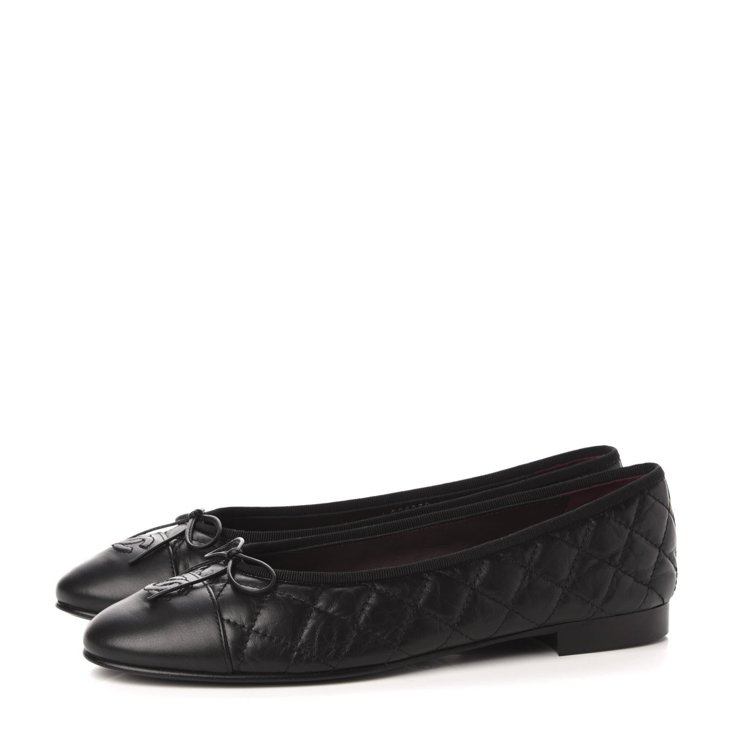 Chanel Aged Calfskin Quilted Cap Toe Ballerina Flats 41 Black 3 of 9