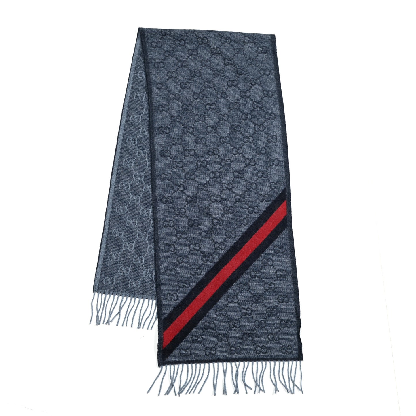 Wool Alpaca Monogram Web New Nikky Scarf Midnight Blue