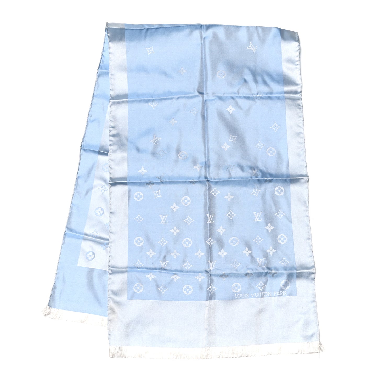 Silk Monogram Scarf Stole Blue