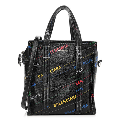 Balenciaga Agneau Arena Logo Multicolor Print XS Bazar Shopper Tote Black Multicolor 1 of 13
