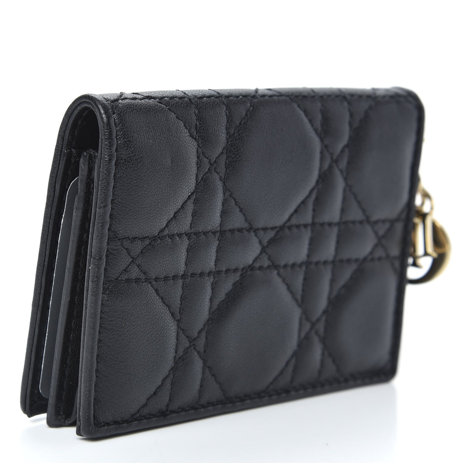 Christian Dior Lambskin Cannage Small Lady Dior Flap Card Holder Black 3 of 8