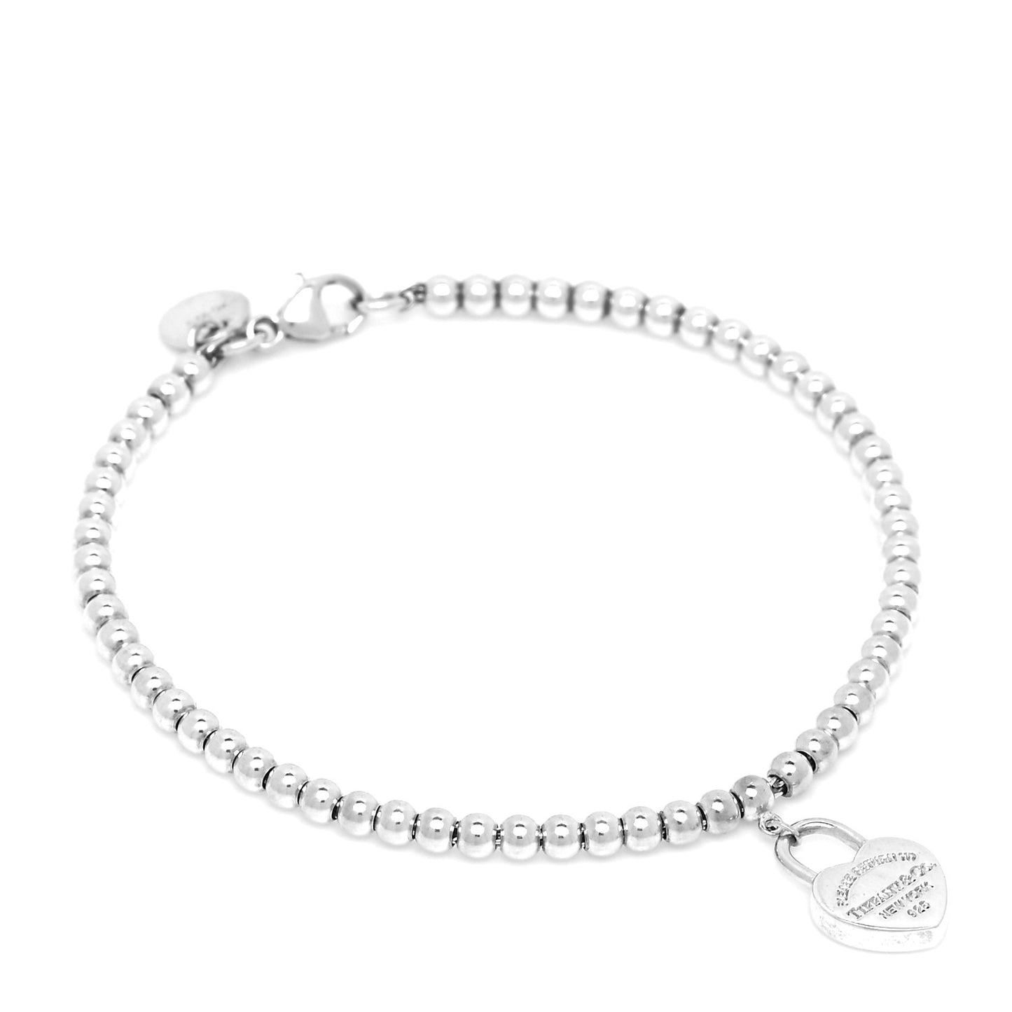 Sterling Silver 3mm Return to Tiffany Heart Lock Bead Bracelet