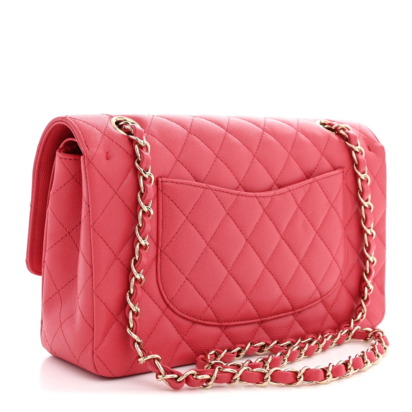 Caviar Quilted Medium Double Flap Dark Pink