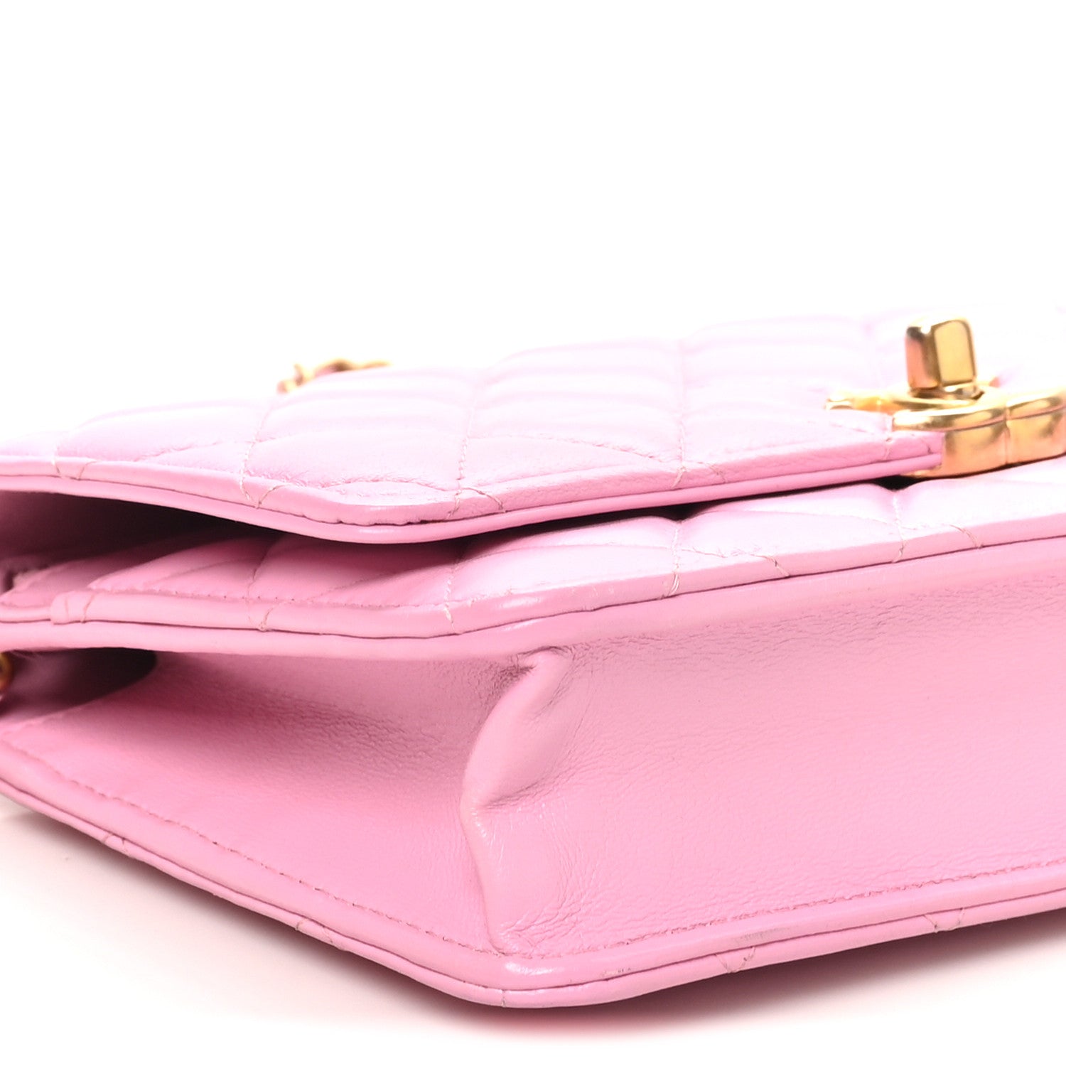 Chanel Lambskin Quilted Secret CC Wallet On Chain WOC Pink 9 of 10