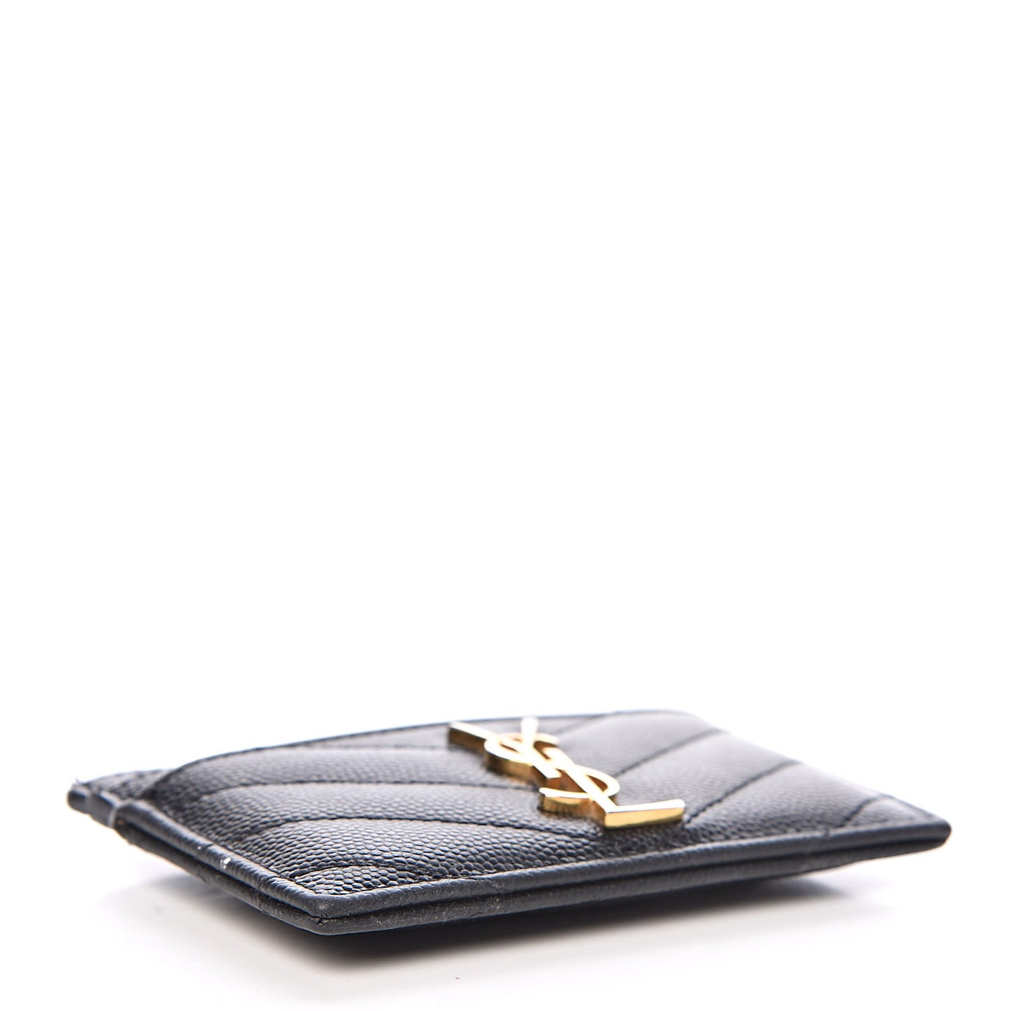 Grain De Poudre Matelasse Chevron Monogram Credit Card Case Black
