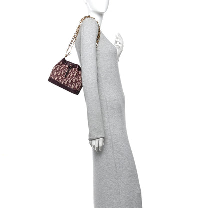 Christian Dior Oblique Drawstring Chain Bucket Bag Burgundy 2 of 11