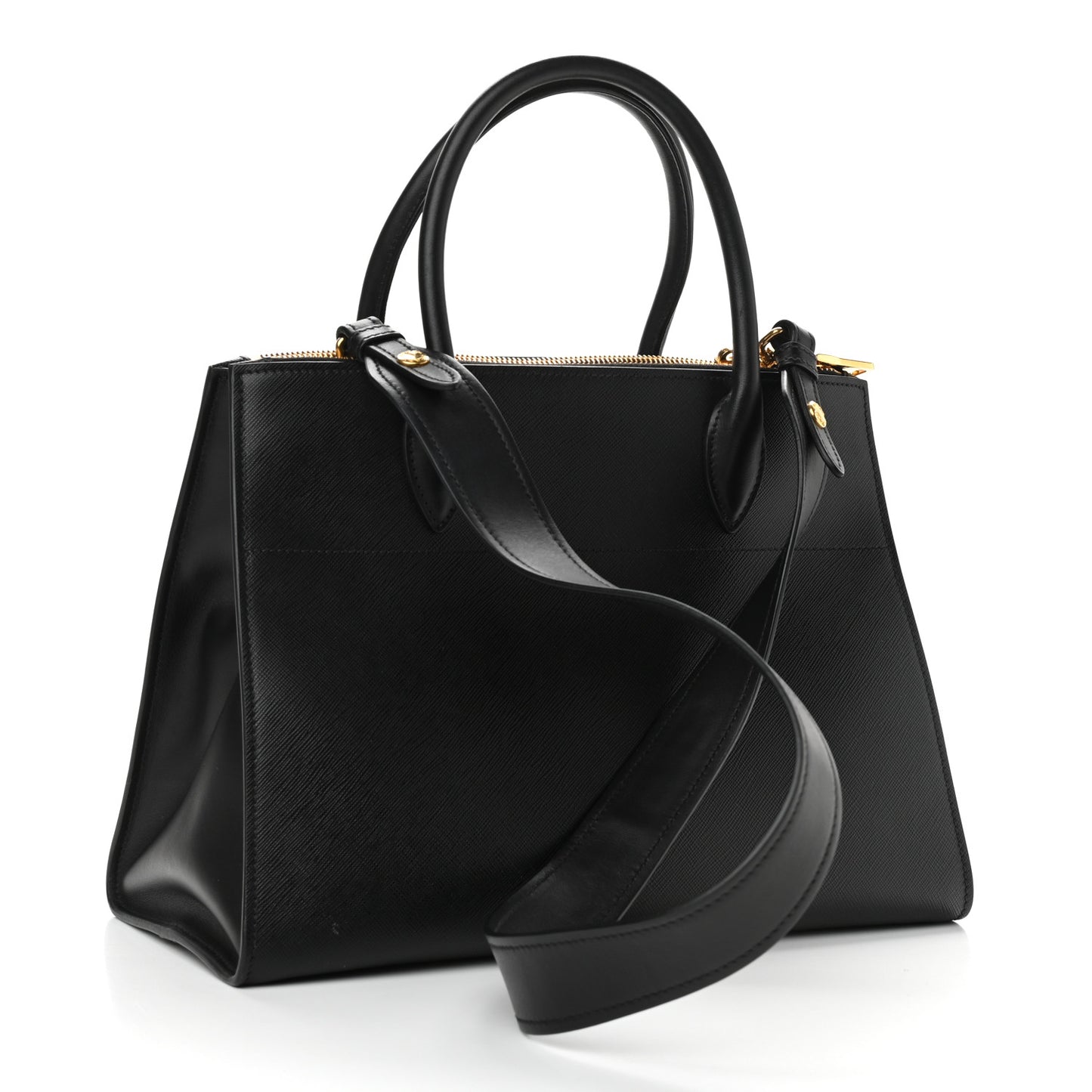 Saffiano City Calfskin Greche Paradigme Bag Black