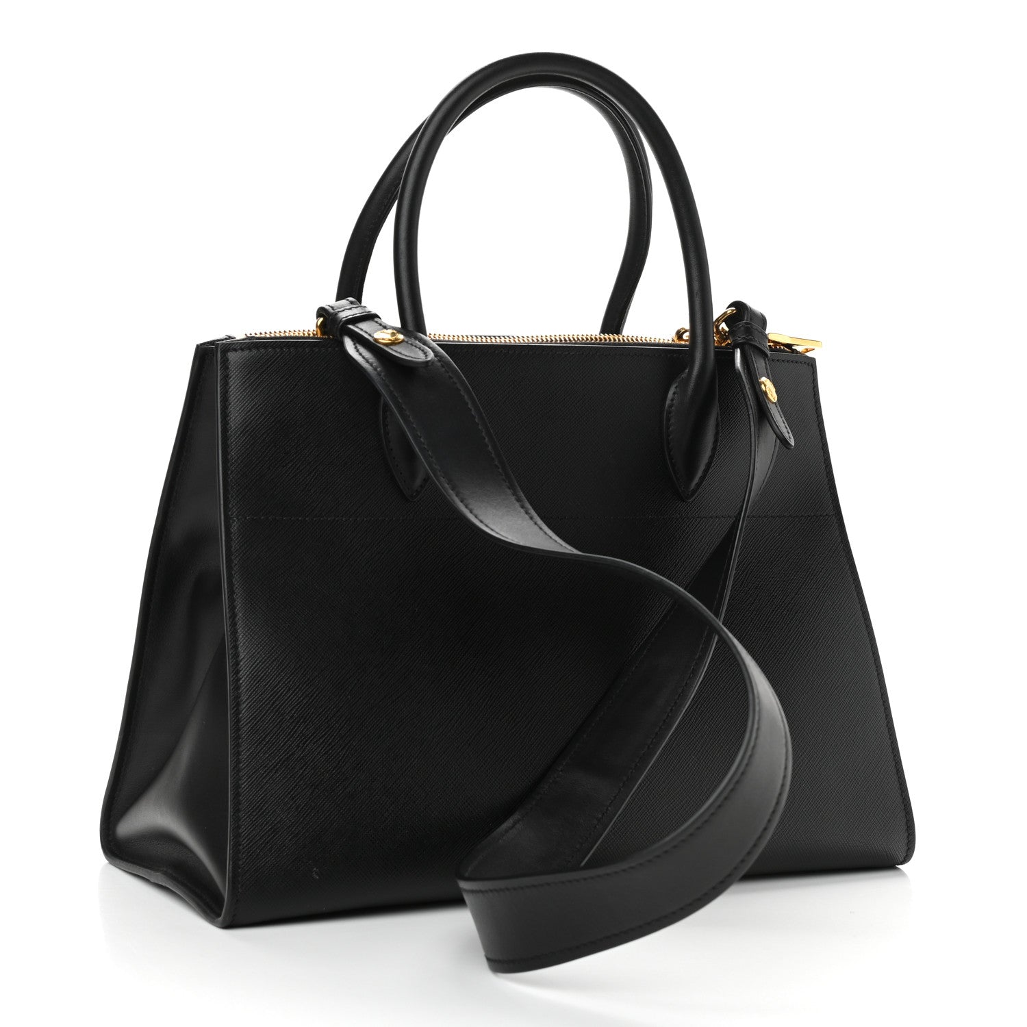 Prada Saffiano City Calfskin Greche Paradigme Bag Black 3 of 10