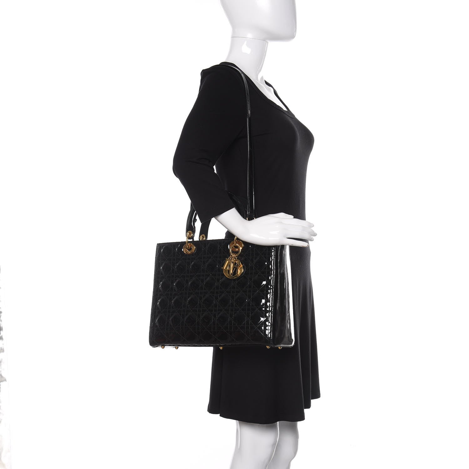 Christian Dior Patent Cannage Large Lady Dior Black 2 of 10