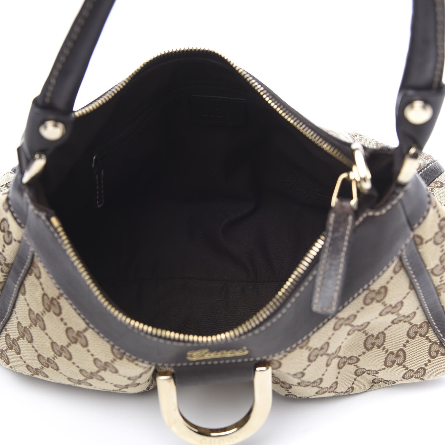 Gucci Monogram Medium D Gold Ring Hobo Dark Brown 5 of 13