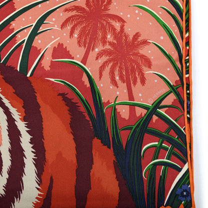 Hermes Silk Tyger Tyger Scarf 90 Saumon Corail Vert 7 of 8