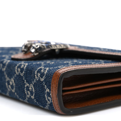 Gucci New Denim GG Monogram Dollar Calfskin Enamel Mini Dionysus Chain Wallet Blue Tea Cuir Epilog Electric Blue 10 of 10