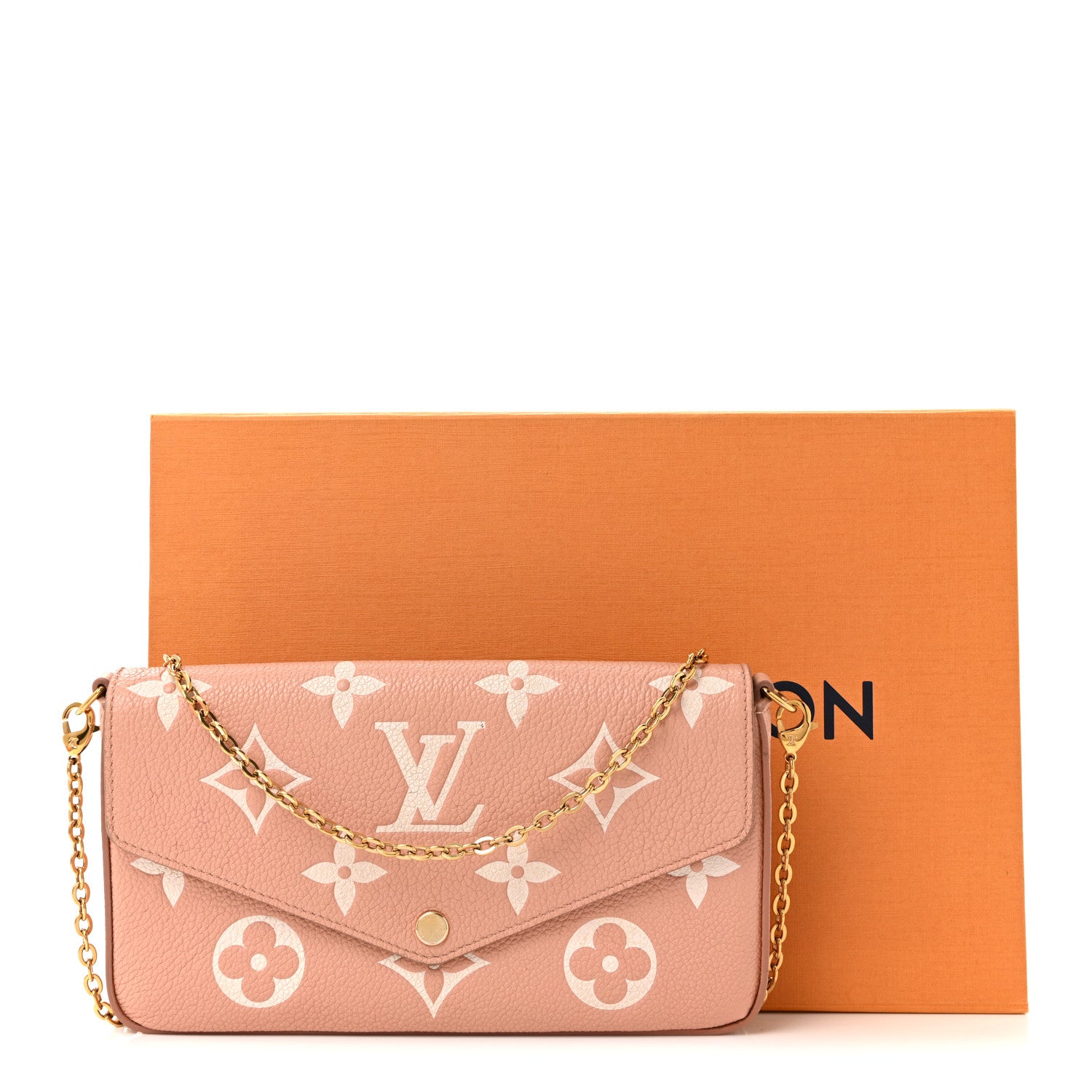 Louis Vuitton Empreinte Monogram Giant Felicie Pochette Chain Wallet Rose Trianon Creme 16 of 16