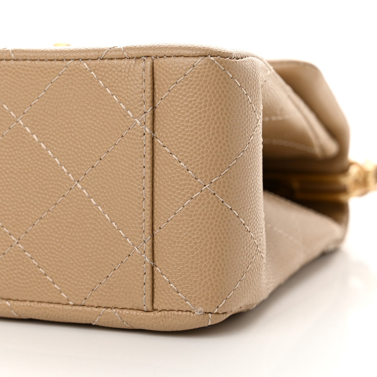 Chanel Shiny Caviar Quilted Small Flap Bag Top Handle Dark Beige 10 of 11
