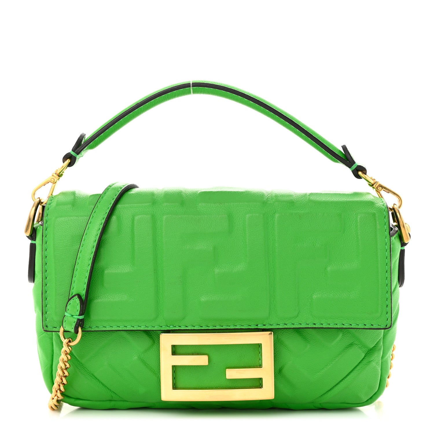 Fendi Nappa FF 1974 Embossed Mini Baguette Tomatillo 1 of 12