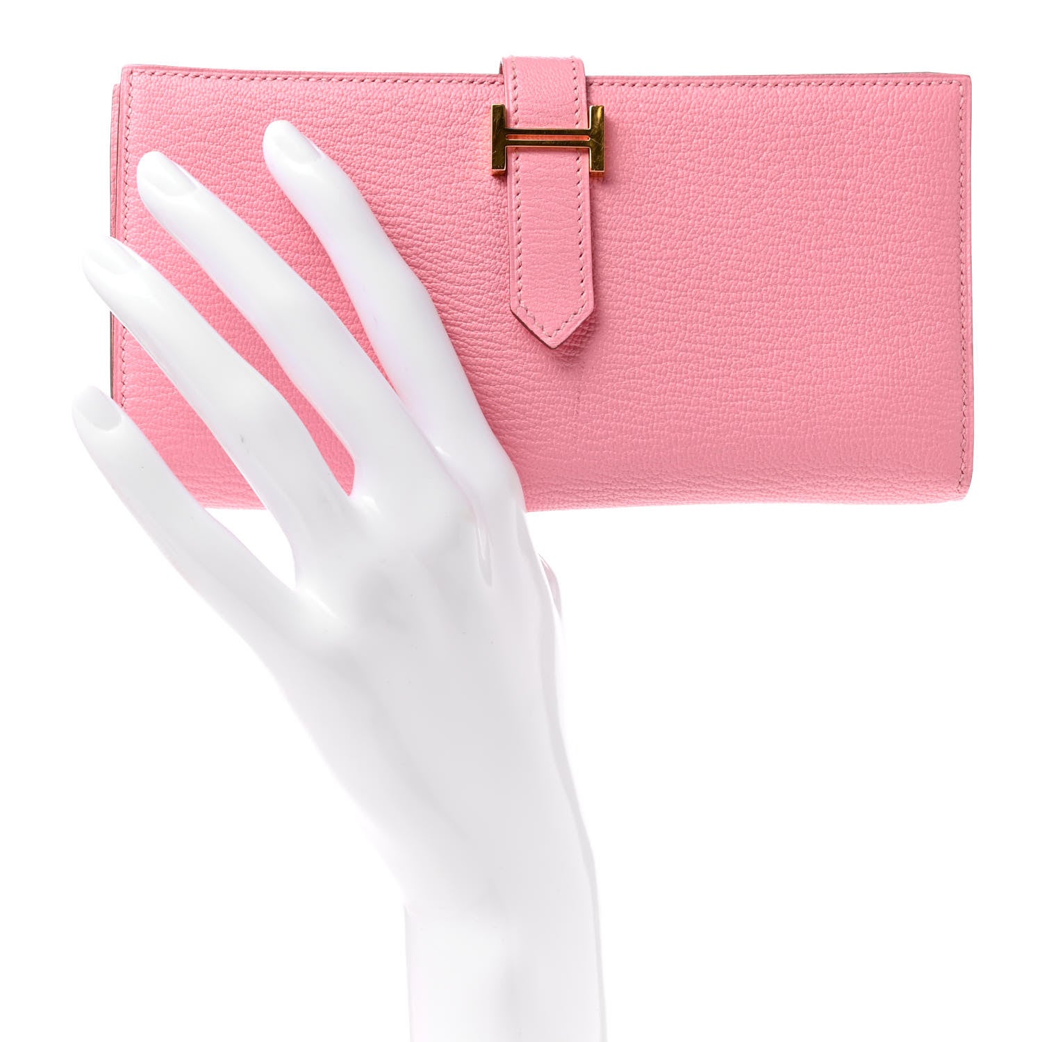 Hermes Chevre Mysore Bearn Gusset Wallet Rose Confetti 2 of 7
