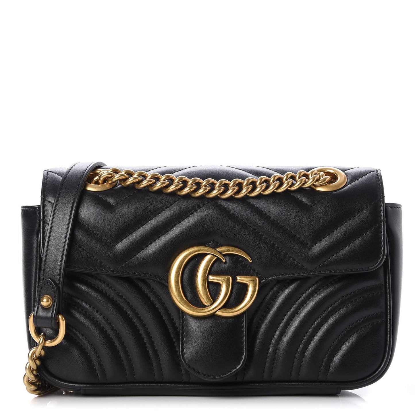 Calfskin Matelasse Mini GG Marmont Shoulder Bag Black
