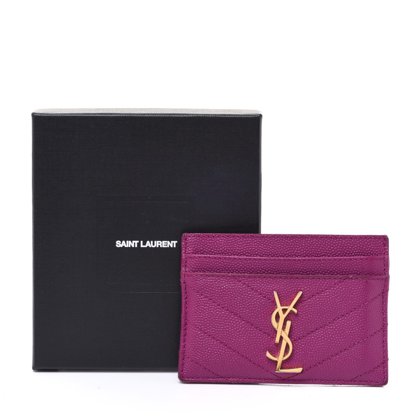 Grain De Poudre Matelasse Chevron Monogram Credit Card Case Dark Grape