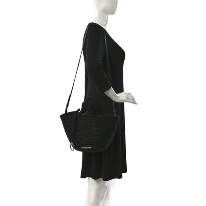 Balenciaga Nylon Lambskin Woven Small Ibiza Basket With Strap Black 2 of 9