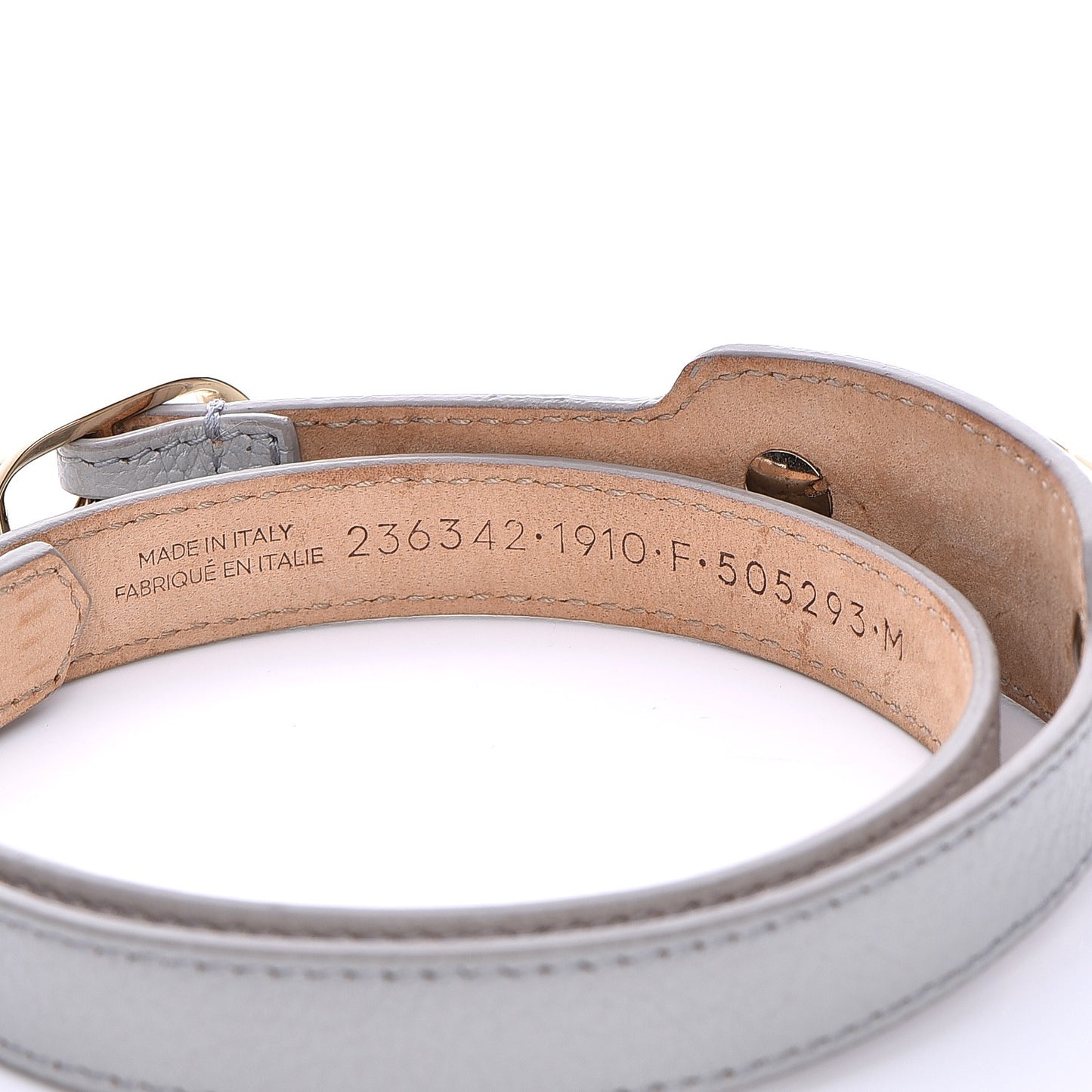 Chevre Hamilton Gold Metallic Edge Hardware Triple Tour M Bracelet Gris