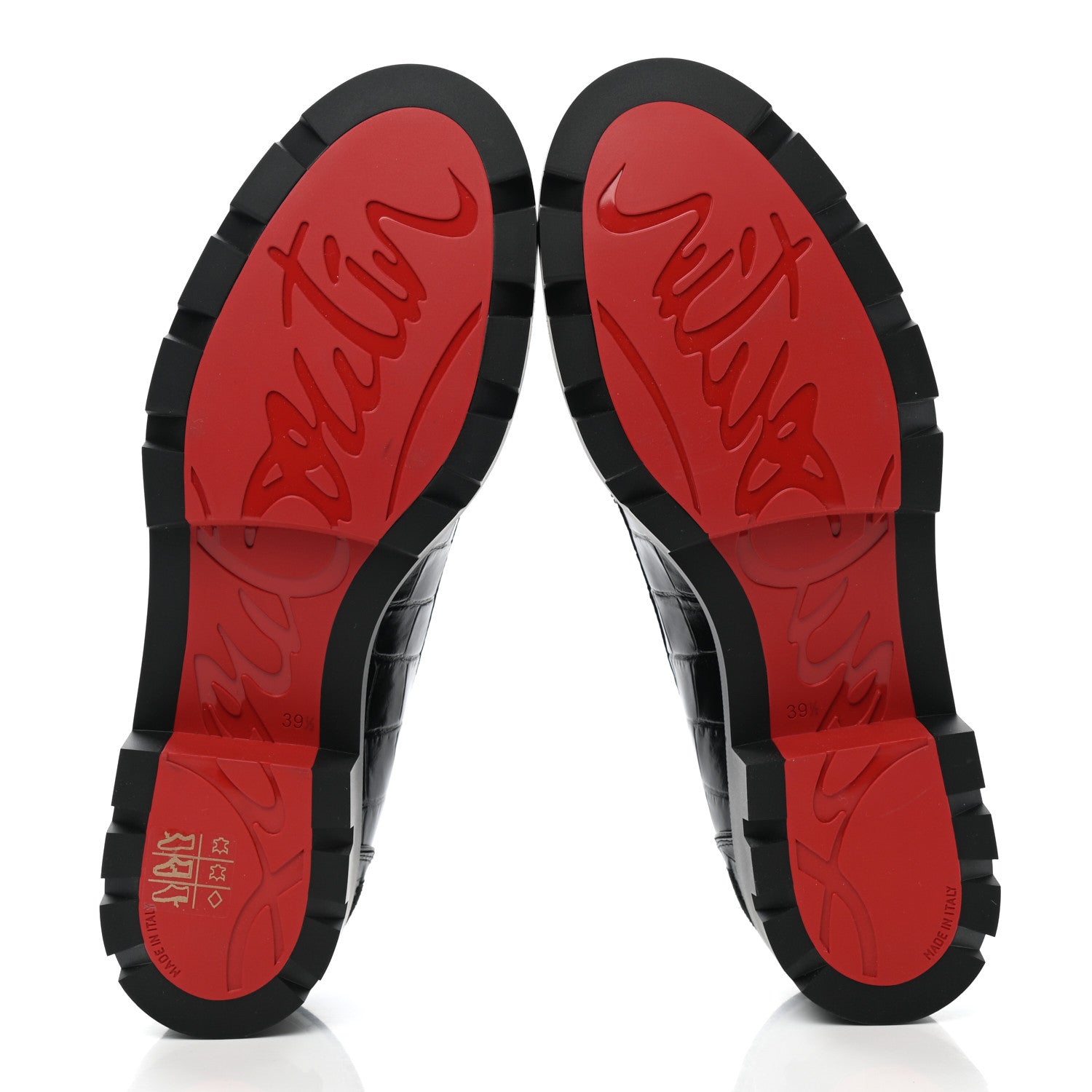 Christian Louboutin Croc Calfskin Embossed Womens Lug Swing Loafers 39.5 Black 5 of 9